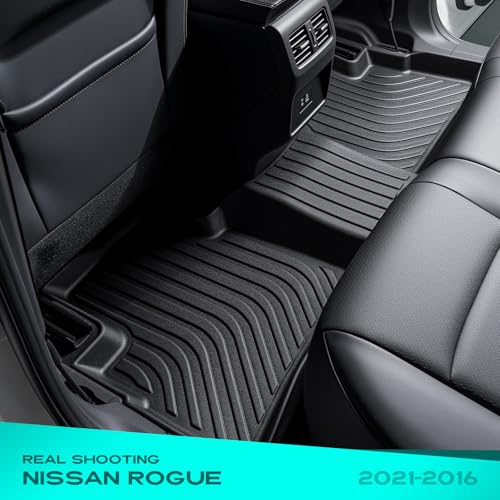 Floor Mats Custom-Fit for Nissan Rogue 2021-2026 | All-Weather Car TPE Mat Set | Front Rear Floor Liners | Automotive Interior Accessories for Protection Not for Sport Models