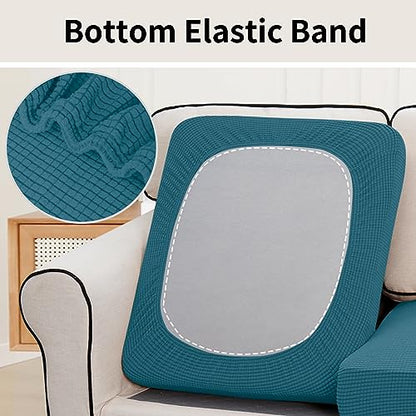 Easy-Going Stretch Individual Loveseat Couch Cushion Cover Sofa Cushion Furniture Protector Sofa slipcover Soft Flexibility with Elastic Bottom (2-piece Loveseat Cushion Cover, Peacock Blue) - color: Peacock Blue, size: 2-piece