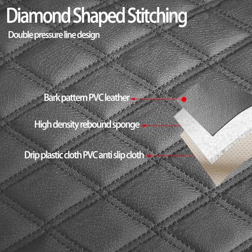 1 Pack PU Leather Quilting Front Car Seat Cover, Anti-Slip Full Wrap-Around Bottom Seat Protector Cushion with Storage Pocket, Universal Fit for Most Vehicles - color: Gray