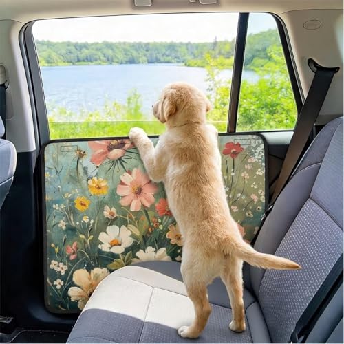 Elegant Flower Dog Scratch Door Protector – Thickened & Stain-Resistant Door Panel Covers for Trucks, SUVs, Sedans, Protects from Dog Scratching - color: Elegant Flower