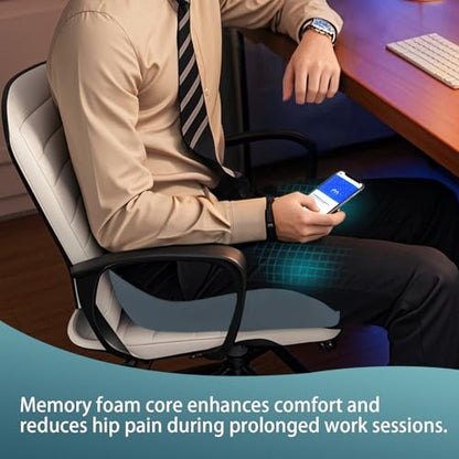 Pressure Relief Seat Cushion for Long Sitting Hours on Office/Home Chair, Car, Wheelchair - Extra-Dense Memory Foam for Hip, Tailbone, Coccyx, Sciatica-Black (Dark Edge) - color: Black (Dark Edge)