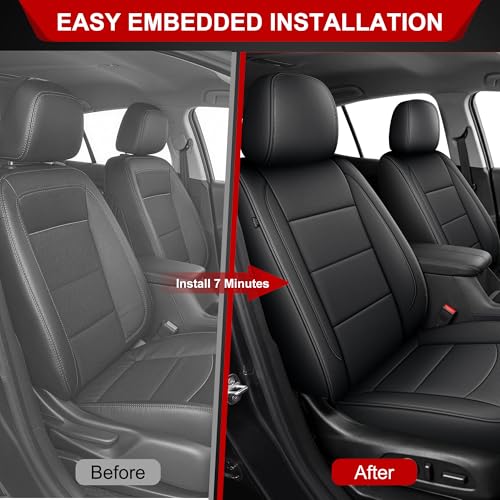 TTX LIGHTING Car Seat Covers for Chevrolet Chevy Equinox 2018-2024 Seat Covers Waterproof 2 Front Set Breathable Faux Leather Custom Fit Car Protector Cushion Accessories - size: 17.Equinox 2018-2024 Only 2PCS Front