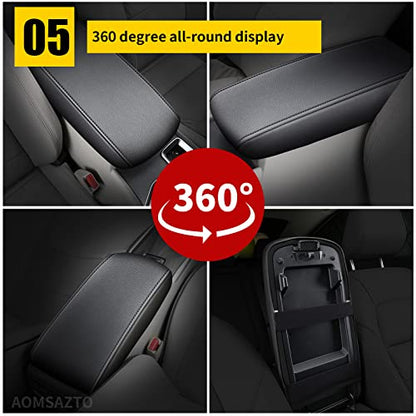 Armrest Console Covers for 2013-2018 Nissan Altima Black with Black Stiches - color: Black 13-18