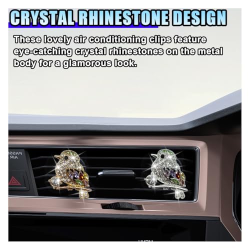 2PCS Bling Bird Car Air Vent Clips, Crystal Rhinestone Auto Air Conditioning Outlet Clip, Cute Car Vent Decorative Clip, Auto Interior Decoration Charm for Women (Bird) - size: Bird