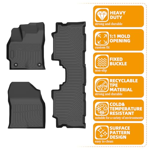 Floor Mats for Toyota Prius V 2012 2013 2014 2015 2016 2017, Prius V Floor Mats, 1st & 2nd Row TPE Non-Slip Waterproof Summer Winter - style: 3)2012-2017|Prius V|Front&Rear Row