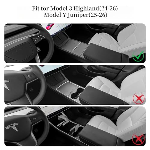 Center Console Armrest Cover Designed for Tesla Model 3 Highland 2024-2026 and Model Y Juniper 2026 Refresh,Non-Slip Designed with EZ Snap On Install-White - color: White, size: Model 3 Highland/Model Y Juniper