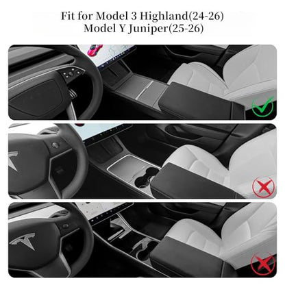 Center Console Armrest Cover Designed for Tesla Model 3 Highland 2024-2026 and Model Y Juniper 2026 Refresh,Non-Slip Designed with EZ Snap On Install-White