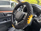 Handmade Crochet Sun Moon Car Steering Wheel Covers Universal 14-15 inch,Cute Steering Wheel Cover,Car Accessories (Black Steering Wheel Cover) - color: Black Steering Wheel Cover