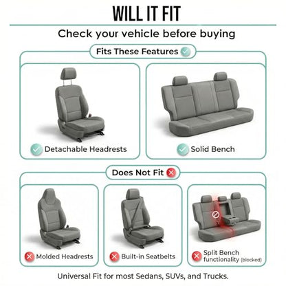 FH Group Car Seat Covers Unique Flat Cloth Full Set Automotive Seat Covers Front Set and Rear Solid Bench Yellow Black Seat Covers w. Gift Universal Fit Interior Accessories for Cars Trucks and SUVs - color: Yellow