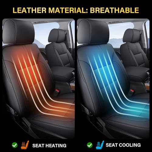 Coverado Chevy Silverado Seat Covers Full Set, Faux Leather Car Seat Covers Fit for 2014-2018 1500, 2015-2019 2500HD 3500HD Chevy Silverado GMC Sierra Crew Double Extended Cab (Black) - color: Black, size: FullSet(2014-2018)