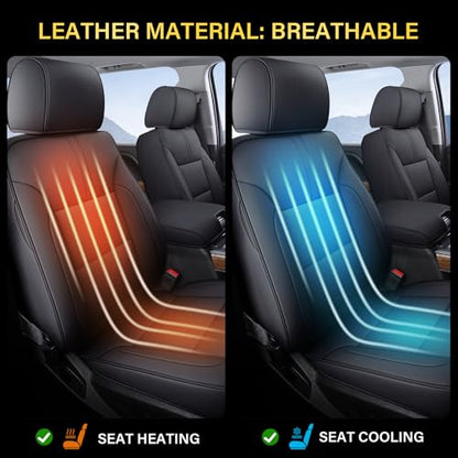 Coverado Chevy Silverado Seat Covers Full Set, Faux Leather Car Seat Covers Fit for 2014-2018 1500, 2015-2019 2500HD 3500HD Chevy Silverado GMC Sierra Crew Double Extended Cab (Black) - color: Black, size: FullSet(2014-2018)