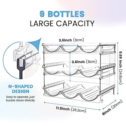 Water Bottle Organizer for Cabinet, 3 Pack Water Bottle Organization and Storage Shelf, Plastic Water Bottle Holder Rack for Fridge, Kitchen, Desktop - size: 3 Pack