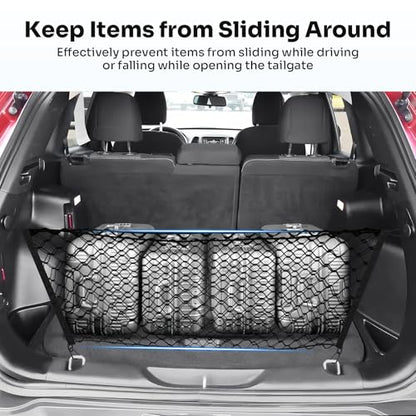 Canvcle Trunk Cargo Net for 2014-2023 Jeep Cherokee Accessories Envelope Style Mesh Trunk Net Organizer and Storage Stretchable Adjustable Elastic Nylon Rear Cargo Netting with Hooks - style: for Jeep Cherokee