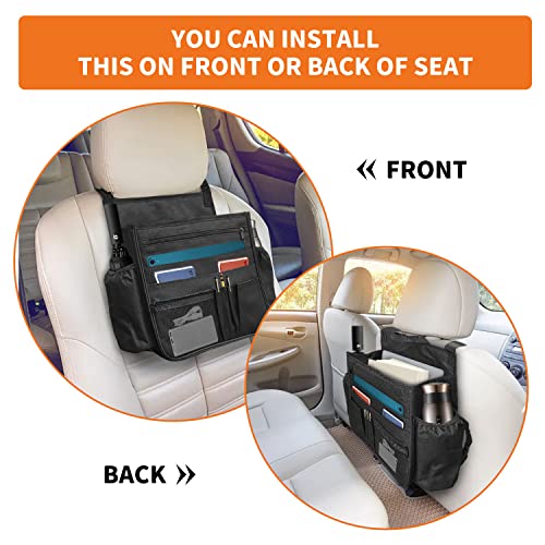 Boczif Car Backseat Organizer, Hanging Passenger Seat Storage Bag, Car Front Seat Organizer for Office Kids Suplly,Truck Cab Organizer with Separately Pokect for Laptop, Multiple Pockets, Cup Holders