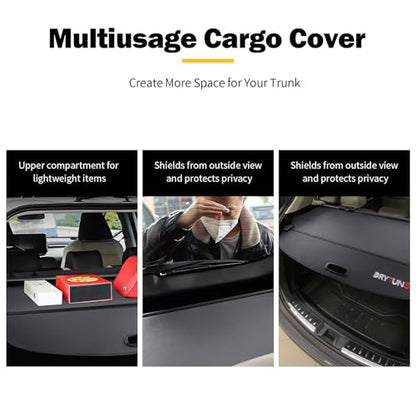 Cargo Cover Retractable Trunk Cover for Honda CRV 2017-2022 | Security Shield Privacy Shade - style: 17-22 Carbon Fiber Leather