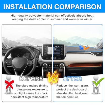 Autorder Gray Dashboard Cover Mat for Toyota RAV4 2019-2025 Accessories Dash Cover Upgrade Polyester Dash Mat Sunshade Glare UV Rays Protector - size: Gray 2019-2025 Toyota RAV4