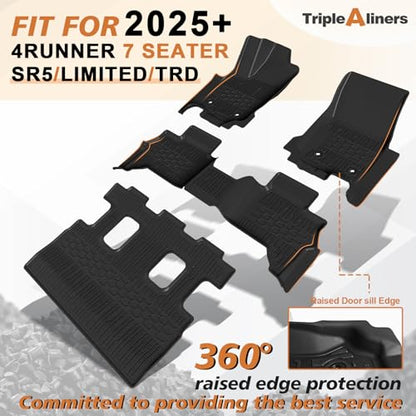 TripleAliners Floor Mats All Weather Liners Compatible with Toyota 2025 2026 4Runner Accessories Custom Fit TPE Heavy-Duty 1st & 2nd & 3rd Row Waterproof Anti-Slip Floor Liners (7 Seats ONLY) - size: 4Runner | 7-Seat | 2025+