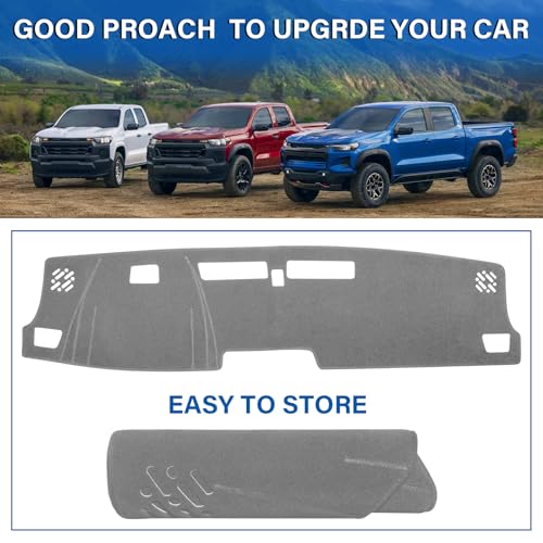 Dash Cover for Chevy Chevrolet Colorado/GMC Canyon 2023-2025 2026 Dashboard Cover Mat Non-Slip Center Console Protector Mat Sunshade(Gray)+1 Extra Handy Brush - color: Gray