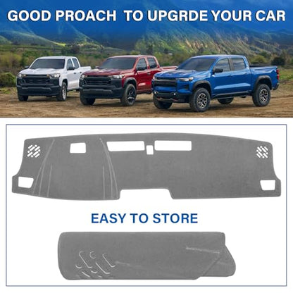 Dash Cover for Chevy Chevrolet Colorado/GMC Canyon 2023-2025 2026 Dashboard Cover Mat Non-Slip Center Console Protector Mat Sunshade(Gray)+1 Extra Handy Brush - color: Gray