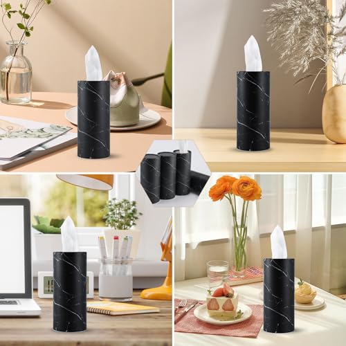 Tissue Holder, 4 Pack Car Cup Holder Facial Tissues with Travel Tissue Bag, Quick and Convenient Flower Combination Car Tissue Box(4 Canisters/200 Tissues) Black - color: Black