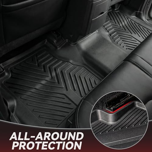 YITAMOTOR Floor Mats Compatible with 2008-2021 Nissan Frontier Crew Cab, Custom Compatible with Truck Floor Liners, All-Weather Protection for Frontier Accessories, 1st & 2nd Row, Black - style: 08-21 Nissan Frontier Crew Cab