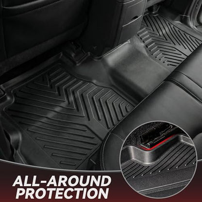 YITAMOTOR Floor Mats Compatible with 2008-2021 Nissan Frontier Crew Cab, Custom Compatible with Truck Floor Liners, All-Weather Protection for Frontier Accessories, 1st & 2nd Row, Black - style: 08-21 Nissan Frontier Crew Cab