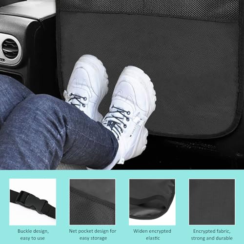 2 PCS Kick Mat Back Seat Protector, Waterproof Auto Seat Back Cover Protector with 2 Mesh Pockets, Anti-Mud Backseat Protective Cover Large Kick Mats for Car Truck SUV