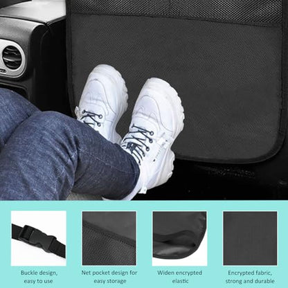 2 PCS Kick Mat Back Seat Protector, Waterproof Auto Seat Back Cover Protector with 2 Mesh Pockets, Anti-Mud Backseat Protective Cover Large Kick Mats for Car Truck SUV