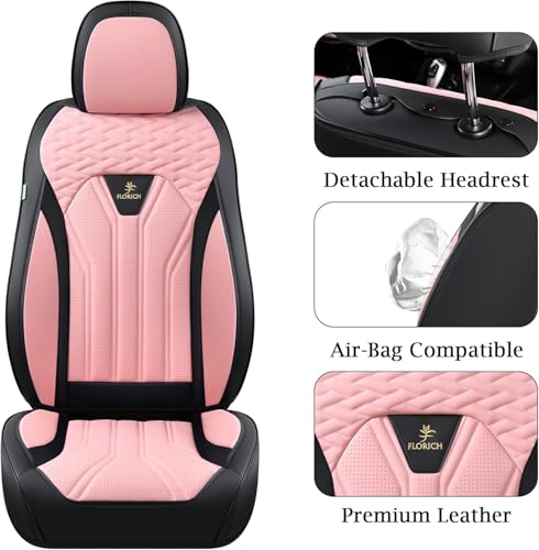 Leather Seat Covers Pink Car Seat Covers Full Set Car Seat Protectors 5 Seats Driver Seat Covers Fit for Most Cars Trucks SUV
