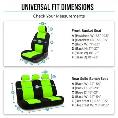 FH Group Car Seat Covers Full Set Cloth - Universal Fit Automotive Seat Covers, Low Back Front Seat Covers, Solid Back Seat Cover, Washable Car Seat Cover for SUV, Sedan and Van Green - color: Green, style: Seat Cover Full Set