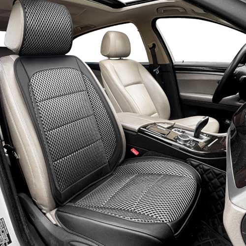 1 Pack Ventilated Cooling Car Seat Cover for Summer, 3D Air Mesh Breathable Leather Front Seat Protector with Storage Pocket, Universal Fit Non-Slip Seat Cushion for Car Truck SUV(Black) - color: 1 PCS-black, size: Front Seat Cover