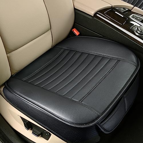 2pc Edge Wrapping Comfortable Car Front Seat Covers, Seat Protectors, Anti-Slip Bottom Seat Cushion Covers for Auto with PU Leather(Black) - color: Black, size: 2x Bottom Seat Covers