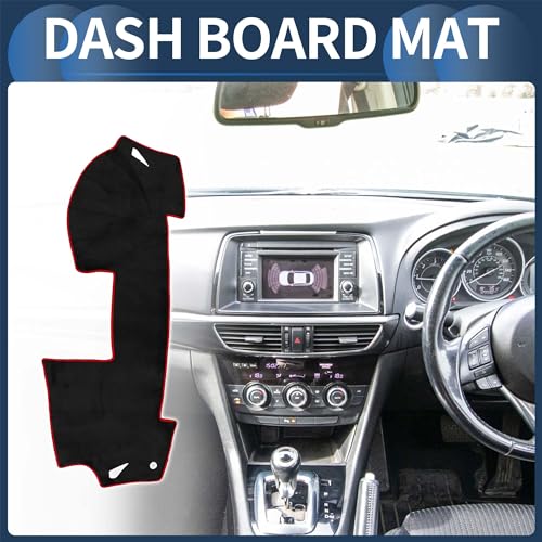 Dash Cover, Center Console Non-Slip Dashboard Carpet Mat for Mazda 6 2009-2012 Flannel Black Red,1Pc