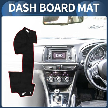 Dash Cover, Center Console Non-Slip Dashboard Carpet Mat for Mazda 6 2009-2012 Flannel Black Red,1Pc