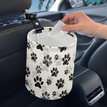 Cute Paws Car Waste Basket Can Universal Compact Rubbish Holder Mini Car Organizer for Car Garbage - color: Cute Paws