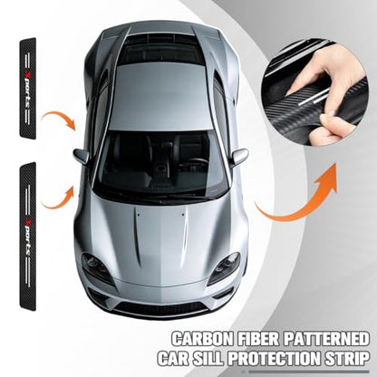4PCS Car Door Sill Protector, Anti-Scratch Carbon Fiber Sport Vehicle Threshold Guard Sticker, Self-Adhesive Automotive Door Sills Scratch Protection Accessories, Universal for Most Vehicles