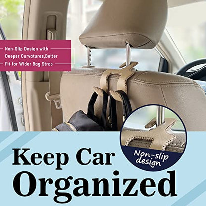 Upgraded Headrest Hooks for Purses and Bags, 2 in 1 Car Back Seat Head Rest Hanger Matching Cars Interior Genuine Leather Vehicle Storage Holder Hook, 1 Pack, Gray - color: Style B - Gray 1 Pack