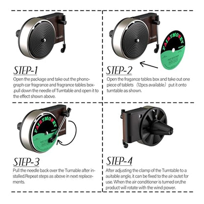 Maicican 12PCS Customizable Car Air Freshener Vent Clip, Pop Singer Album Cover Record Player Shape, Music Lover Gifts. (Retro) - style: Retro