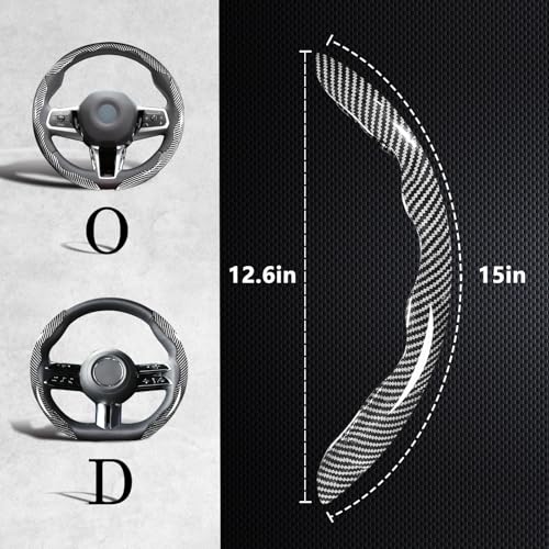 Carbon Fiber Steering Wheel Covers 3 Piece Clip on Steering Wheel Cover (Silver) - color: Silver