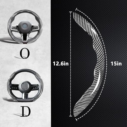 Carbon Fiber Steering Wheel Covers 3 Piece Clip on Steering Wheel Cover (Silver) - color: Silver
