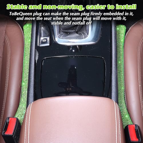 Briwill Green Bling Car Seat Gap Filler, Set of 2 Handmade Crystal Rhinestone Diamond Green Car Gap Filler Fit for Car Truck SUV Lime Green Bling Car Accessories(Grass Green) - color: F-Grassgreen