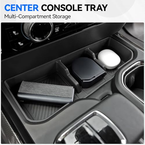 2PCS Center Console Organizer tray and Armrest Storage for 2023-2026 Chevy Silverado/GMC Sierra 1500 Accessories, 2024-2026 Silverado/Sierra 2500HD 3500HD(Only Fit Console with Bucket Seat) - style: 22-26 Silverado1500&24-26 2500HD/3500HD