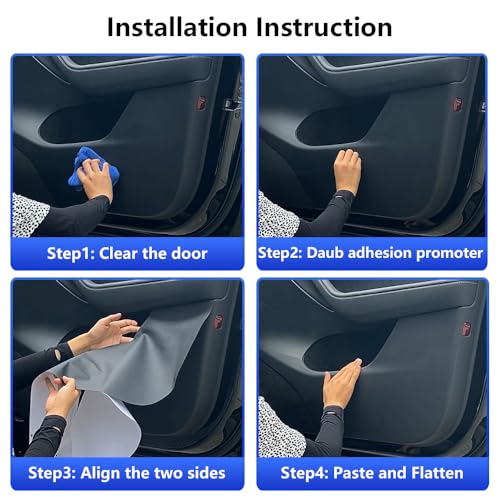Car Door Anti Kick Pad for Ford Mustang Mach-E 2021 2022 2023 2024 2025 Mach E Accessories Carbon Fiber Style Leather Sticker Door Sill Protector Cover Edge Guard Side Mat Interior Dirty