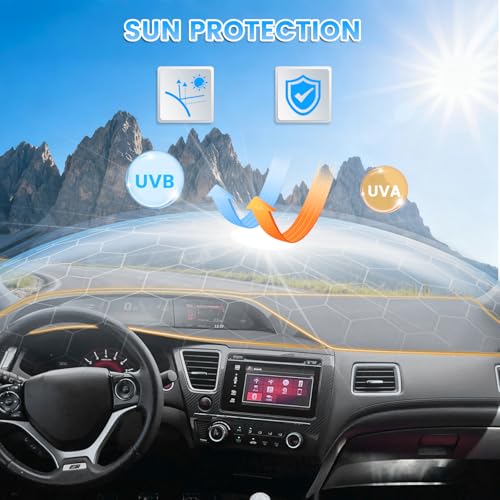 KUST Gray Dash Cover Compatible with Honda Civic 2012-2015 Dashboard Cover Accessories for Civic Non-Slip Polyester Dashboard Mat Custom Fit Center Console Sunshield Protector No Glare - size: Civic 12-15(Gray)