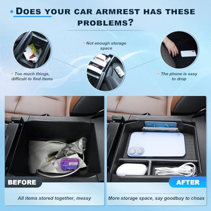 2026 Outback Center Console Organizer Tray For 2026 Subaru Outback (Wilderness/Premium/Limited/Touring/Limited XT/Touring XT) ABS Armrest Storage Insert Box 2026 Outback Accessories With Non-Slip Mats