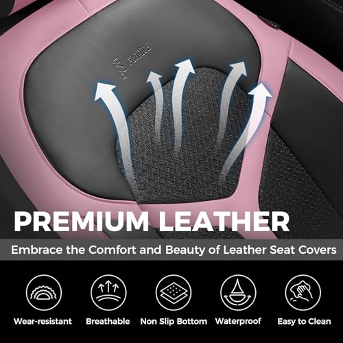 Car Seat Covers Front Seat, Universal Seat Cover 2 Seats, Automotive Seat Covers with Mesh Leather, Waterproof Car Seat Protector, Breathable Car Seat Cushion for Most Car SUV Truck Pink - color: Pink, size: Frontpair