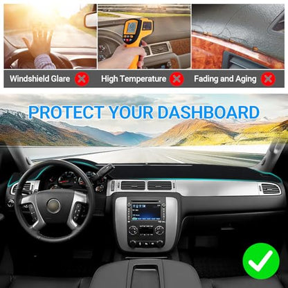 Dashboard Cover Dash Mat Compatible with GMC Sierra Chevy Silverado 2007-2013 Dash Covers - Models with Two Glove Boxes - size: 2007-2013 Chevy Silverado