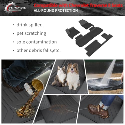 8 Seats Floor Mats Compatible with 2024 2025 2026 Chevy Traverse&GMC Acadia Cargo Liner Back Seat Cover Protector Caogo Mats 24-25 Chevrolet Traverse Accessories (Floor Mats Set of 9PCS) - style: For Chevrolet Traverse 8-Seater | 2024-2026