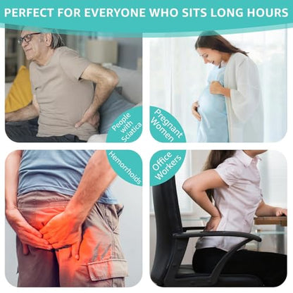 Inflatable Travel Seat Cushion for Airplane - Portable Air Pad with Built-in Pump for Long Flights & Car Rides - Ergonomic Tailbone Pain Relief for Office Chair, Wheelchair, Stadium - size: 17"x18.5"