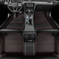 TAHALI Car Floor Mats (Black Red Stripe, 3D) - Luxury Leather, Custom Fit for 99.9% Sedan SUV Sports, All-Weather, Waterproof, Non-Slip, Environmentally Friendly - color: Black Red stripe